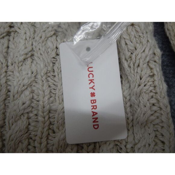Lucky Brand Cable Knit Cardigan Women's Medium Cream Button-Up Sweater Heavy NWT - Picture 6 of 16